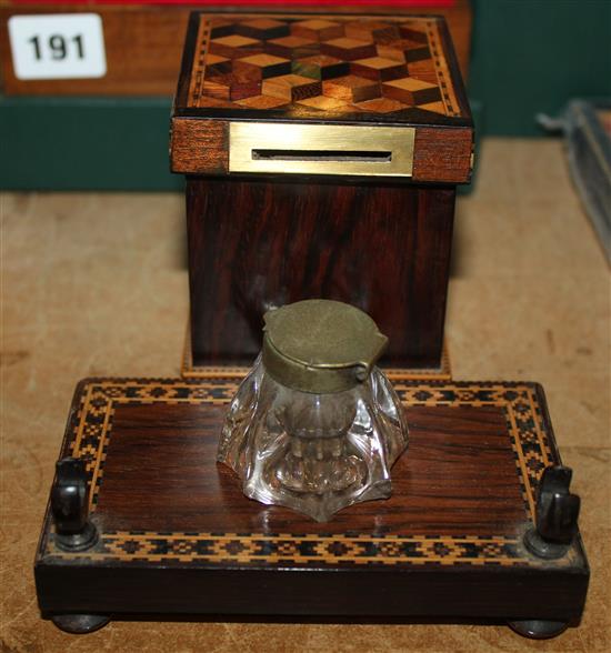 Rosewood desk stand & rosewood money box